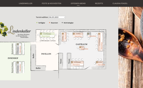 Showcase Online-Reservierungssystem Lindenkeller Desktop | © Viucom Digitalagentur in Freilassing bei Salzburg